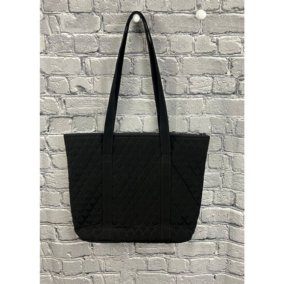 Vera Bradley Quilted Shoulder Tote Bag  Black With Zipper Closure & Front Pocket - Picture 6 of 6